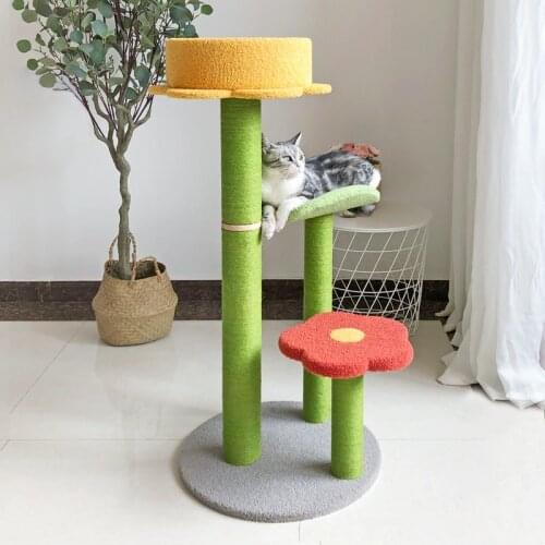 Cat Climbing Frame Cactus Cat Nest Column Flower Cat Tree Integrated Grab Pole Toy Vertical Cat Stand Cat Platform