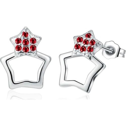 Delicate dark red star high quality Silver Earrings for women fashion jewelry earrings /TUBFSTVO PFUSAAAE