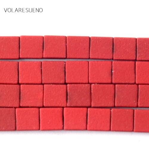 Natural Stone Red Hematite Stone Rubber Square Matte Beads Space Loose Beads For Jewelry Making 4*4mm Diy Bracelet Necklace 15"