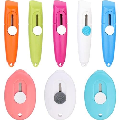 LMDZ 1 Pcs of Deli Utility Knife with Hook Express Box Opener Office Cutting Knife Candy Color Mini Portable Handmade Knife