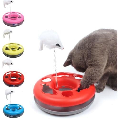 Multiple Color Cat Toys Spring Mice Crazy Amusement Disk Multifunctional Disk Play Activity Pet Funny Toys
