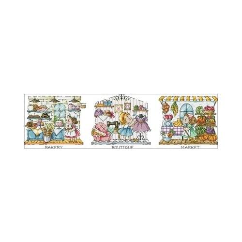 Cartoon 160-all kinds of shops ,For Embroidery,DIY 14CT Unprinted Arts Cross stitch kits Set Cross-Stitching Home Decor