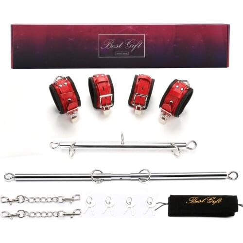 BDSM Bondage Set Adjustable Spreader Bar with Hand-Ankle Cuffs Restraints Position Master Sex Toys for Couples,sport home set