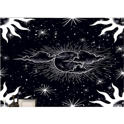 Black Tapestry Tenture Murale Indienne Space Blanket Galaxy Starry Wall Hanging Room Decor Background