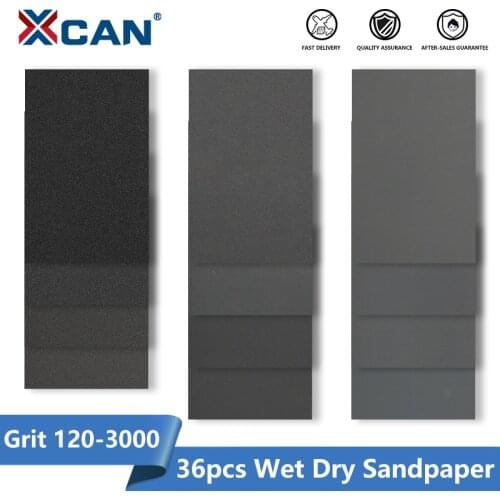 XCAN Sandpaper Abrasive Sand Papers for Metal Wood Jewelry Auto Craft Finish 36pcs Grit 120-3000 Sanding Paper