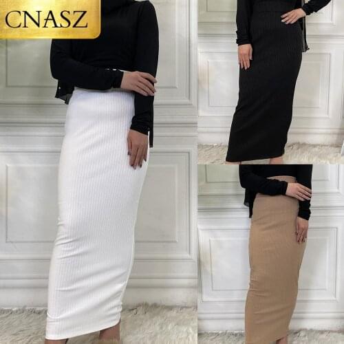 New Plain Color Clothing Fashion Winter Knit Office Dress Design For Muslim Ladies Casual Skirt