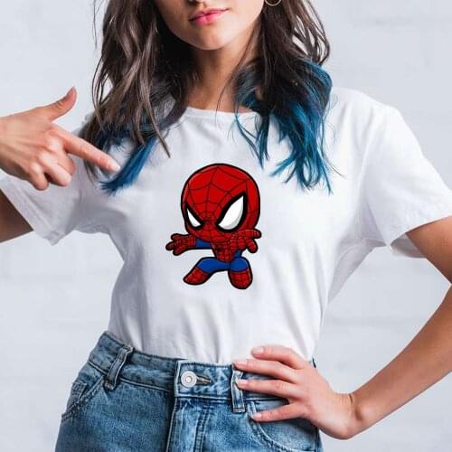 New Arrival Marvel Tshirt Spiderman Print Graphic Cartoon Women Clothes Casual Tee Top Dropship Clothes Female