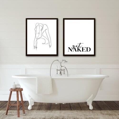 Sexy Woman Body Poster Print Get Naked Quotes Canvas Painting Modern Abstract Minimalist Art For Living Bathroom Home Decoration