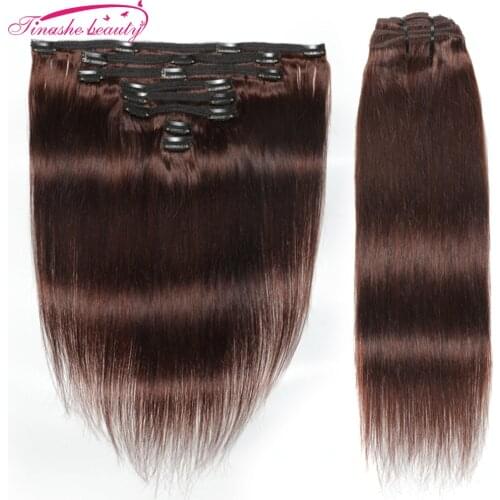 Tinashe Beauty 8 Pieces/Set Straight Clip In Human Hair Extensions 120G/Set 3 Color Brazilian Remy Human Hair Extension Clip Ins