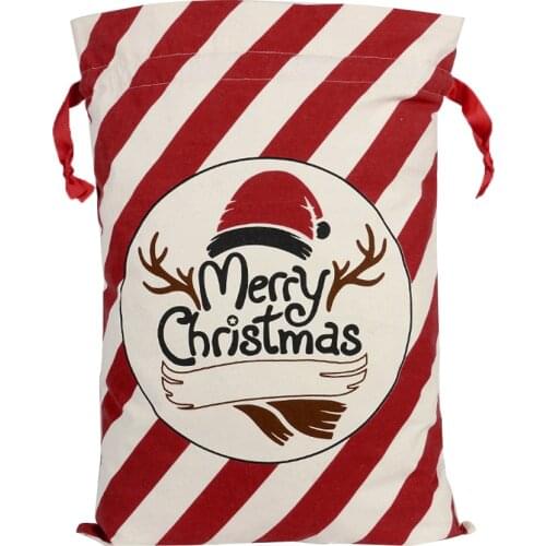 Christmas Gift Bag Sack Drawstring Santa Claus Storage Candy Holders Large Capacity Creative Canvas Bags