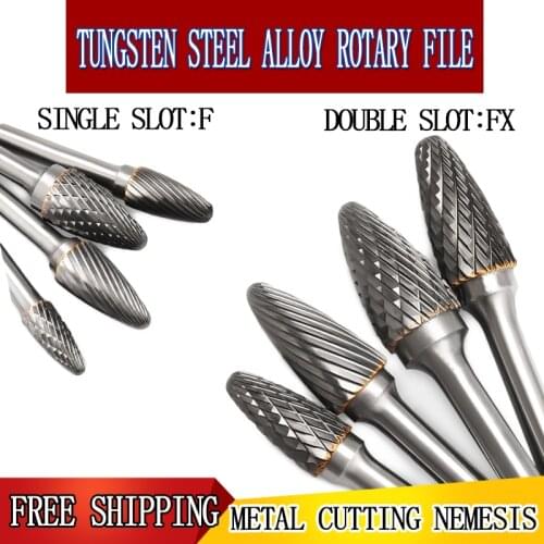 Hand tool carbide rotary file FX 6-16mm diameter single groove double groove wood carving milling cutter woodworking metal drill