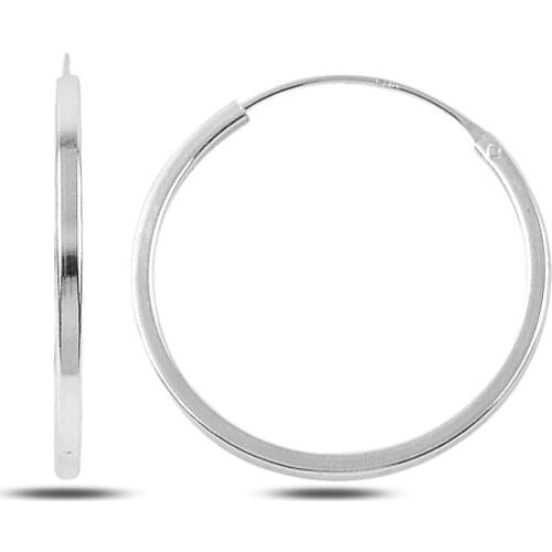 Silver 925 Sterling 25mm Simple Ring Earrings