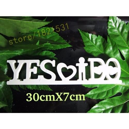 Conjoined Letter Height 7cm X 30 cm YES IDO Home Decor Decoration Wood Wooden White Letters Alphabet Wedding Birthday Decoration