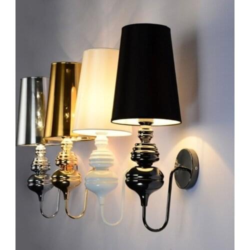 Modern Wall Lamps Glod/Silver/Black/White Cloth shade Wall Sconce Living Room Foyer Bedroom Beside Lamp Hotel Wall Lights ZM926