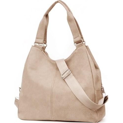 Women Retro Leather Tote Bag Large Handbags Shoulder Bags Female Solid Color Simple Crossbody Bags Sac