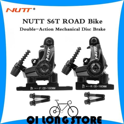 NUTT Road Bike Disc Brake Caliper Front Rear Clamp Set Double Mechanical Line Pull Flat Bicycle Brakes 140mm 160mm G3 HS1 Rotor