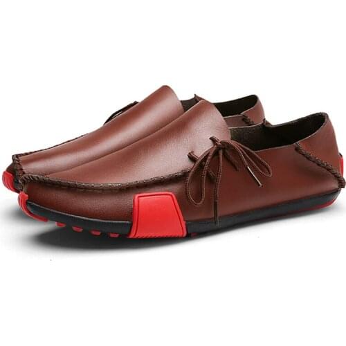 Genuine Leather Shoes Men Fashion Loafers Handmade Moccasins Light Weight Soft Slip on Casual Luxury Driving Walking Boat Shoes