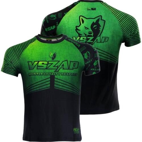 VSZAP Fighting Shirts Sports Arena Quick-drying Boxing Stretch Short Sleeve T-Shirt Fitness Male Jiu-Jitsu MMA Training Clothing