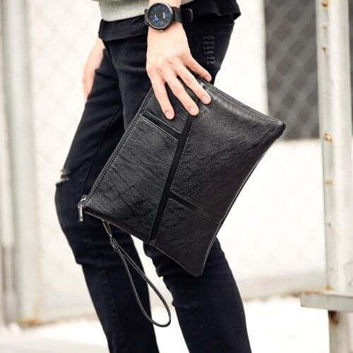 Top Quality Soft Leather PU Mens Clutch Bag Business Fashion Large Capacity Phone iPad Storage Bag Day Clutches Wristlets Purse