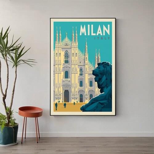 W507 Silk Fabric Poster Wall Art Decor MILAN ITALY VINTAGE Classic Movie Trend Fashion Decoration Bright Gift