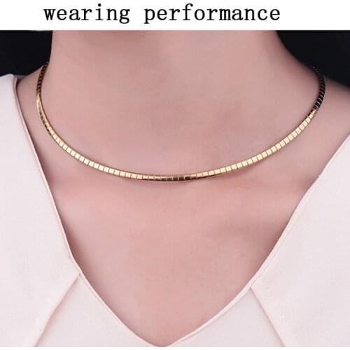 Women necklace choker Short suffocation choker fashion gold chian necklaces stainless steel jewelry on the neck male Accessories