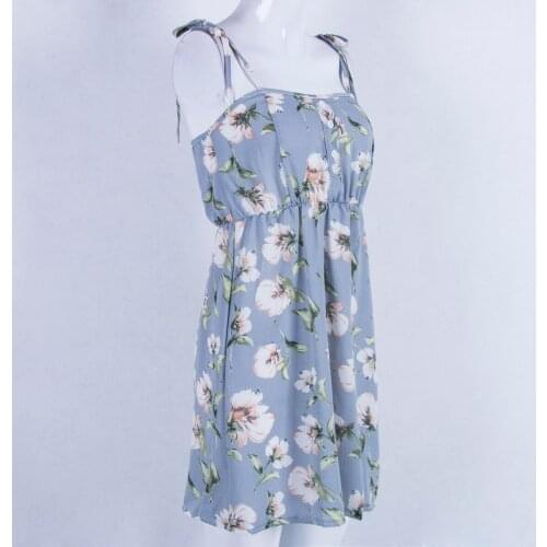 Women Boho Floral Chiffon Summer Sleeveless Party Evening Beach Short Mini Dress Sundress New Fashion Women Clothes