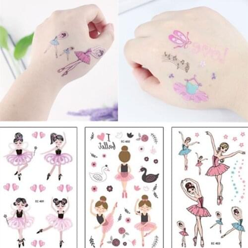 1pc Fake Tattoo Face Temporary Tattoo Color Ballet Girl Child Tattoo Sticker Body Tatoo for Kids Cute Tattoo Children Tattoos
