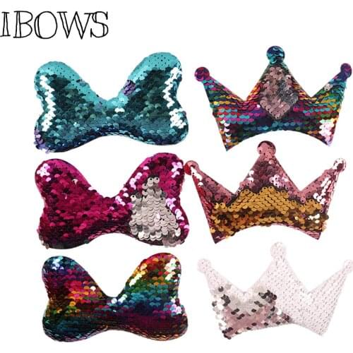 10pcs Reversible Sequin Accessories Unicorn Ears Crown DIY Hair Bow Headband Material Kids Birthday Party Hair Accessories