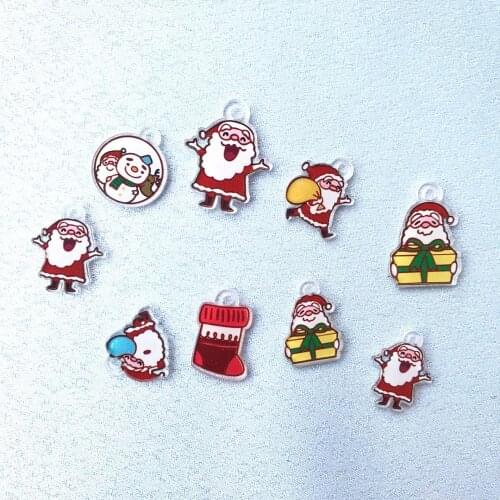 15-20mm 20pcs new mini Acrylic Christmas charms keychain Earrings bracelet Hang a neck chain DIY gift decoration