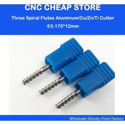 5pcs 3.175*12mm 3F Three Flutes Carbide Cutters HRC55 End Mill Cutting CNC Router Tool Bits Engraving Tools Cutting Aluminum