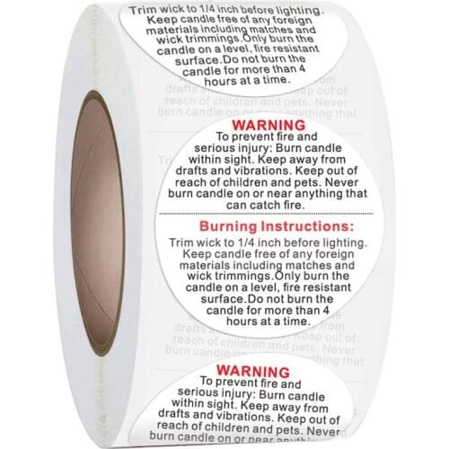 500PCS/roll English Alphabet Melting Wax Safety Warning Labels Candle Jar Container Stickers Tags Decoration
