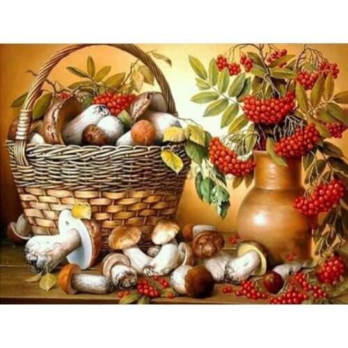 5D DIY Diamond Painting Mushroom Kithen Diamond Embroidery Full Cross Stitch Needlework Rhinestone Mosaic Home Decor Handmade