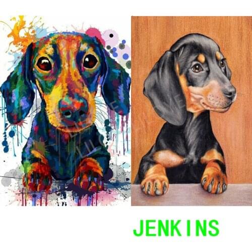 5d diy Diamond Painting Professor Dachshund Diamond Embroidery color cute pets dog full drill square/ round Rhinestones Jenkins