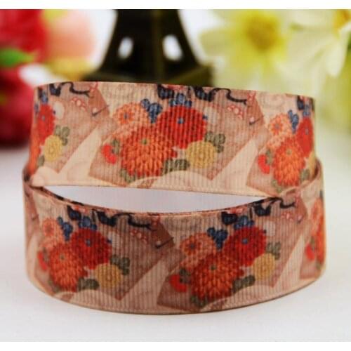 7/8'' 22mm,1" 25mm,1-1/2" 38mm,3" 75mm Flowers Fans Cartoon Character printed Grosgrain Ribbon party decoration 10 Yards X-00759