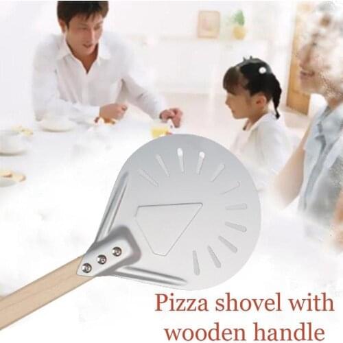7 8 9 Inch Perforated Pizza Rotate Peel Pizza Shovel Aluminum Wood Handle Pizza Peel Paddle Short Pizza Tool Non Slip Handle