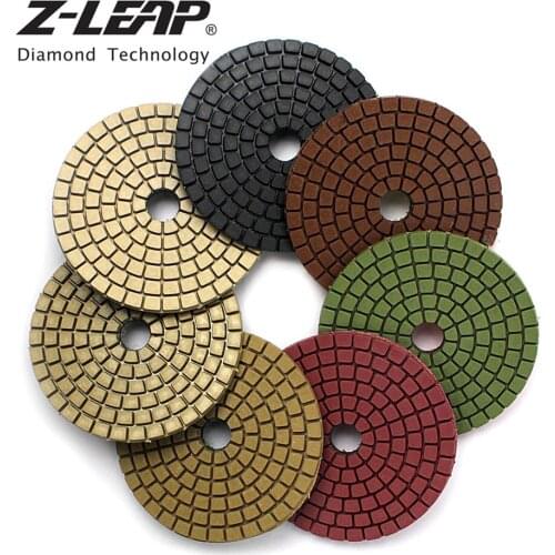 Z-LEAP 3 Inch 7pcs Diamond Polishing Sanding Pad Wet Use Stone Polishing Tool Marble Granite Concrete Diamond Grinding Disc