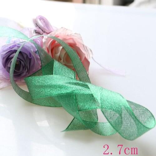3 cm 10 yard DIY accessories, steel wire edge, hard mesh, green ribbon, Christmas tree decorative gift box, bow packaging