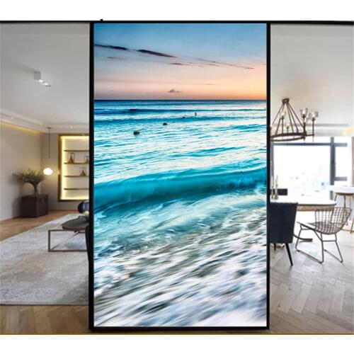 Decorative Windows Film Privacy Beach Stained Glass Window Stickers No Glue Static Cling Window Cling Window Tint 20