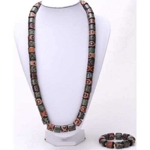 DODU Newest African Beads Jewelry Set For Men 30 Inches Necklace and Bracelet For Nigerian Weddings