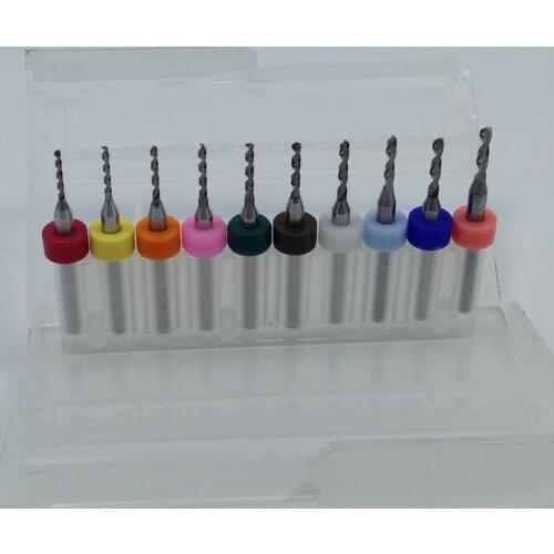 HUHAO 10pcs 1.1mm to 2.0mm PCB Print Circuit Board Dremel Drill Bits Carbide Micro CNC PCB Mill Cutter