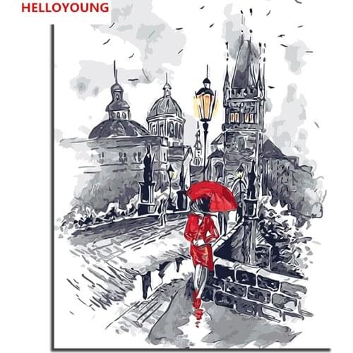 Street Views DIY Handpainted Oil Painting Digital Painting by numbers oil paintings chinese scroll paintings Home Decoration