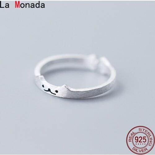 La Monada Brushed Cat Women Ring 925 Sterling Silver Minimalist Rings For Women 925 Silver Fine In Jewerly Rings Woman Resizable