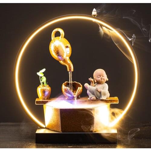 Creative Incense Holder Ceramic Water Fountain Indoor Fountains Office Zen Ornaments Home Decor Chinese Lucky Feng Shui Crafts