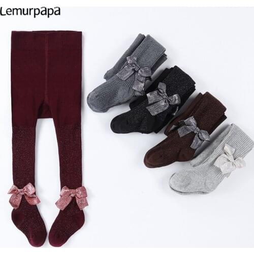 Baby Tights Girls Pantyhose Leggings Cotton Elastic Waist Childrens Pants Glitter Collant Fille Legging Bowknot Cute Tights Gir