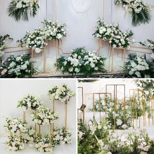 Metal Flower vase stand Wall Backdrop flower rack Column Stand Metal Road Lead for event party walkway aisle Wedding Decoration