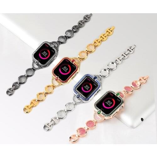 Quicksand Jewelry Metal Strap for Apple Watch Band 44mm 42mm 40mm 38mm Replacement iWatch Series 6 5 4 3 2 SE Bracelet Wristband