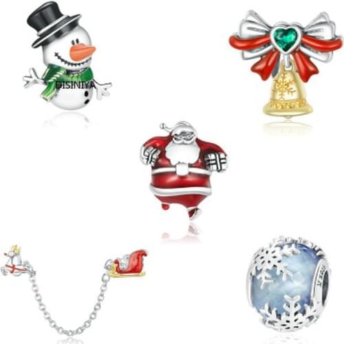 925 Sterling Silver Merry Christmas Jingle Bell Metal Charm Making Charm Fit Original Bracelet DIY Beads SCC1668