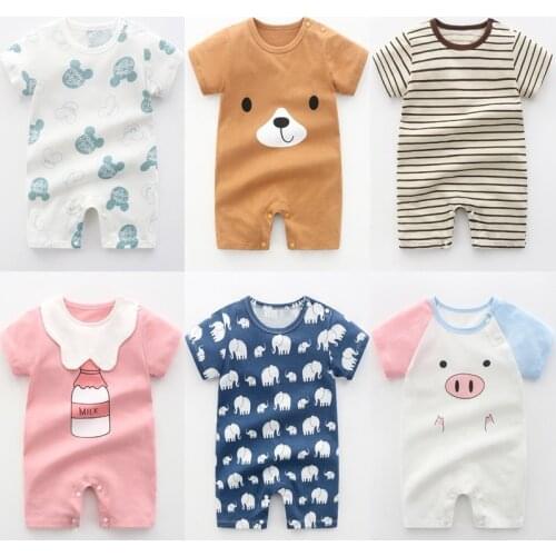 Newborn Baby Clothes Cotton Short Sleeved One-piece Summer Baby Clothes Boy Clothes Thin Infantil Jumpsuit