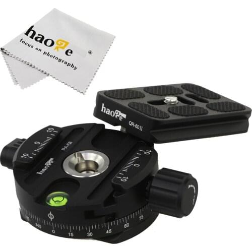 Haoge 360 Degree 58mm Panorama Base Head + 60mm Quick Release Plate for Tripod Monopod Ballhead fit Arca Swiss