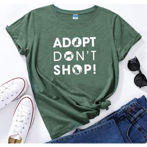 Save Animals Shirt Rescue Animal Rights T-Shirts Oversized Adopt Don't Shop Tees Letter Print Casual O Neck Top Environmentalism